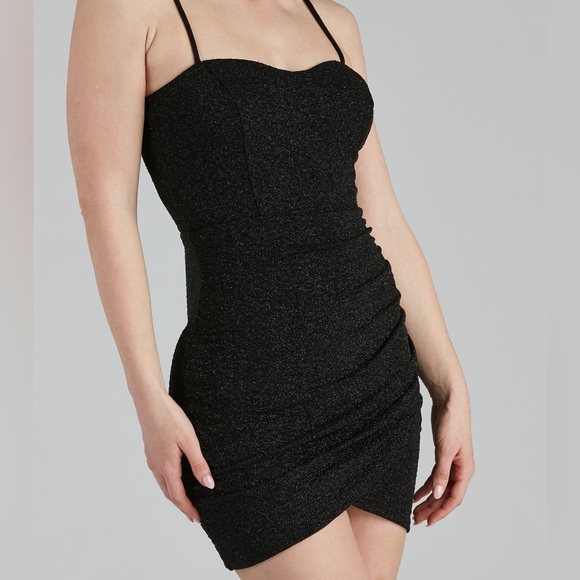 Windsor Black Let It Glitz Glitter Sweetheart Mini Dress - Picture 3 of 10